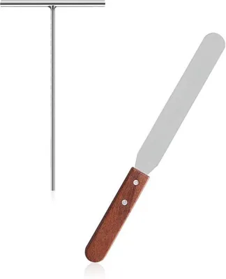 Produktbild von Famanu Crêpe-Verteiler RVS mit Holzgriff 32 cm - T-förmiger Teigverteiler für Pfannkuchen und Kuchen