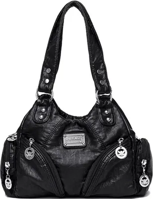 Produktbild von Coolives Damen Kunstleder Handtasche Schwarz Vintage Hobo Umhängetasche