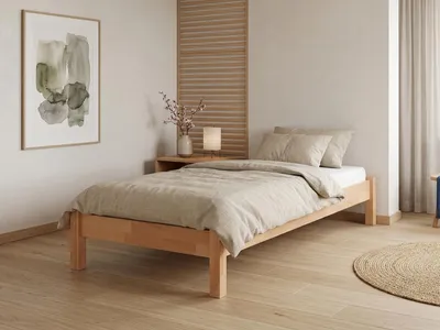 Produktbild von Einzelbett Futonbett 80x200 Massivholz Buchebett Bettrahmen massiv Zubehör wählbar V-60.84-08Rollrost inkl.