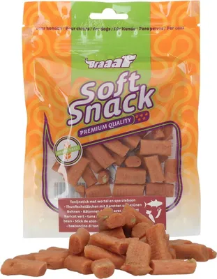Imagen del producto de Braaaf: Snacks suaves para perros, palitos de atún con zanahoria, 85 g