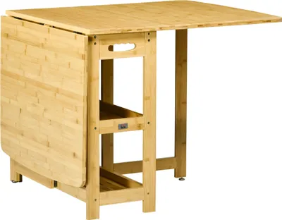 Produktbild von HOMCOM Esstisch Klapptisch mit Ablagefächer Esszimmertisch Küchentisch Naturholz