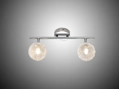 Produktbild von Deckenleuchte Strahler WIRE 2 flammig Alu Drahtgeflecht Silber Chrom Breite 36cm