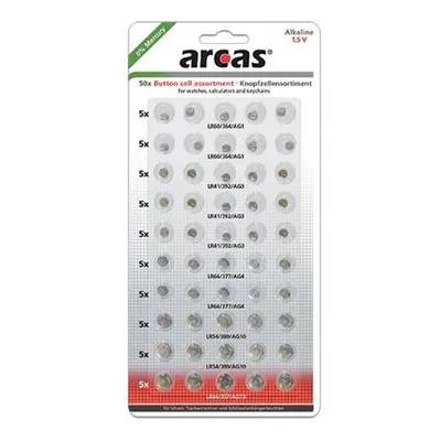 Image de Arcas AG Set (10xAG1, 15xAG3, 10xAG4, 10xAG10, 5xAG13), Pile bouton alcaline, 50 pièces