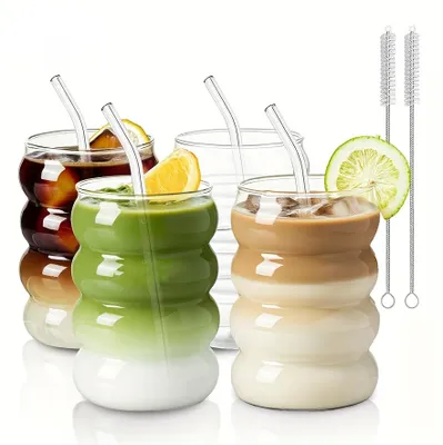 Produktbild von Trinkgläser Borosilikatglas 4er Set mit Strohhalm 300ml
