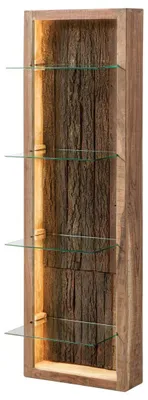 Produktbild von MASSIVMOEBEL24.DE Hängevitrine Akazie 45x30x145 natur lackiert BARK #104