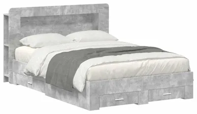 Immagine prodotto di Letto matrimoniale "Exclusive" con contenitore, colore grigio cemento, dimensioni 150 x 200 cm, realizzato in materiale composito di legno