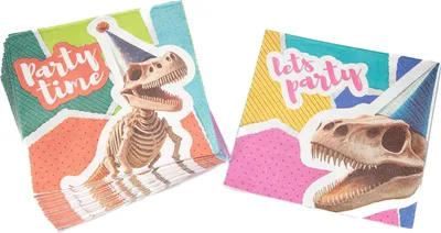 Produktbild von Dino Skelett Servietten 3-lagig 20er Dinosaurier Party Kindergeburtstag