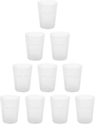 Productafbeelding van Famanu herbruikbare plastic bekers - 10 stuks - wit - 0,4 liter