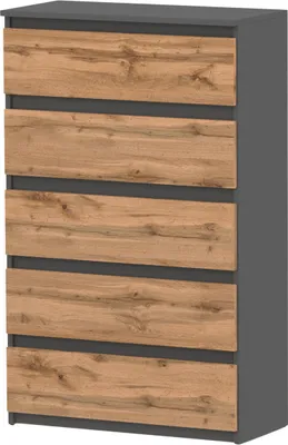Image de Commode 5 tiroirs - Buffet en bois 70x115x33,5 Commode étroite pour chambre à coucher & entrée - Etagère avec tiroirs - Armoire avec tiroirs Moderne