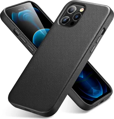 Image de Étui pour Apple iPhone 12 Pro Max, similicuir, noir, dos rigide