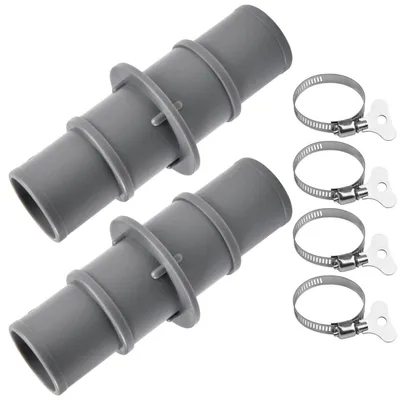 Obrázek produktu pro Adaptér pro bazénové hadice, 3,8 cm, PVC a nerezová ocel, sada 2 kusů s 4 svorkami
