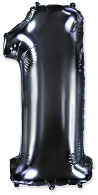 Zdjęcie produktu dla Balon foliowy numer 1 - czarny - 102 cm