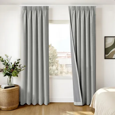 Produktbild von Verdunklungsvorhänge mit Kräuselband 2 Stück 245x140cm, Hellgrau