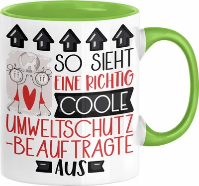 Produktbild von Umweltschutzbeauftragte Geschenk Tasse Geschenkidee für Umweltschutzbeauftragte Geburtstag Weihnachten Spruch So Sieht Eine Richtig Coole Umweltschutzbeauftragte Aus Kaffee-Becher  (Grün)