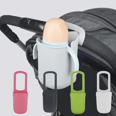 Image de Porte-biberon en silicone pour poussette, gris