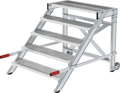 Produktbild von MUNK Arbeitspodest fahrbar Stahl-Gitterrost 1000mm Stufenbreite 5 Stufen