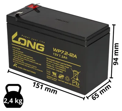 Immagine prodotto di Batteria al piombo compatibile BWG 1272 12V 7,2 Ah F2 AGM al piombo