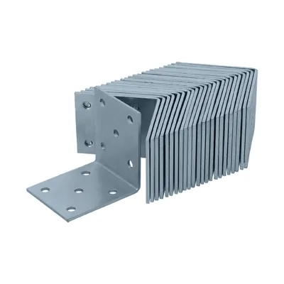 Produktbild von HELPMATE – 24 Stück Lochplattenwinkel 50x50x40 mm – Winkelverbinder galvanisch verzinkt & blau passiviert – Holzverbinder mit hervorragendem Korrosionsschutz – Lochwinkel