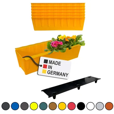 Produktbild von BURI 6 Euro-Paletten Blumenkästen-Einsätze inkl. Bewässerungsmatte | 37,3cm Gelb | Pflanzkasten für Europalette Palette | Balkonkasten | Blumentopf | aus stabilen Kunststoff | Germany