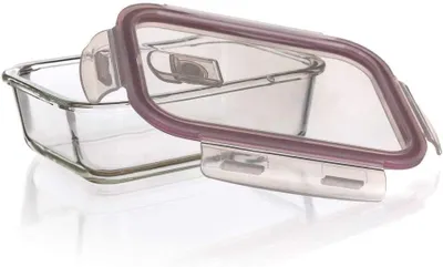 Produktbild von Rechteckige Glas-Aufbewahrungsbox 0,55L mit PP-Deckel 17,5x13x5,5cm – Stapelbar & Bruchsicher