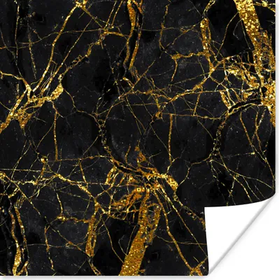 Produktbild von MuchoWow® Poster Marmor - Gold - Schwarz - Muster 100x100 cm - Babyzimmer