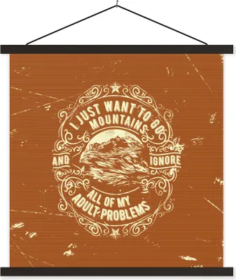 Produktbild von MuchoWow® Textilposter Jahrgang - Berg - Text 90x90 cm mit schwarzem Rahmen - Magnetisches
