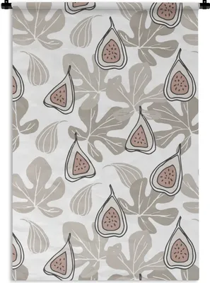 Produktbild von MuchoWow® Wandteppich Wandbehang Sommer - Feigen - Weiß 90x135 cm Tapisserie Dekoration Wandtuch - Baumwolle - Wandskulptur