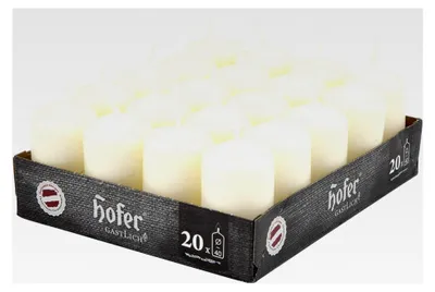 Produktbild von Stumpenkerzen - Elfenbein - 4 x 7 cm - Lange Brenndauer - 11 Stunden - Unparfümiert - Tropffrei - 20 Stück