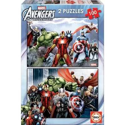 Immagine prodotto di Educa Borras - Puzzle Marvel Avengers 2x100 elementów, oficjalny produkt premium