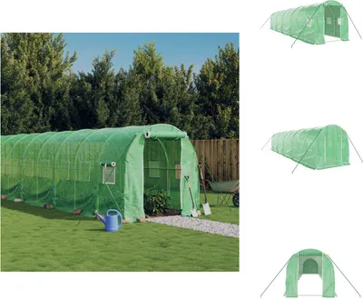 Zdjęcie produktu dla vidaXL Szklarnia z ramą stalową zielona 20 m² 10x2x2 m - Szklarnie