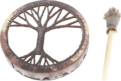Produktbild von Schamanentrommel "Baum des Lebens", 25cm, für Klangtherapie & Meditation, vegan (braun)