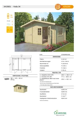Produktbild von Gartenhaus Blockbohlenhaus Keila 34 mm naturbelassen