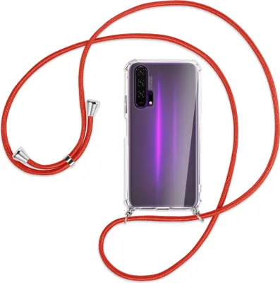 Produktbild von Handykette Backcover-Schutzhülle mit Band (Metall silberfarben) für Honor 20 Pro - rot