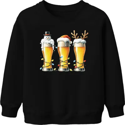Produktbild von Bier Weißbier Bayern Lichterkette - Weihnachten Weihnachtsgeschenk Christmas Uni Kinder Weihnachtspullover, Schwarz, 152