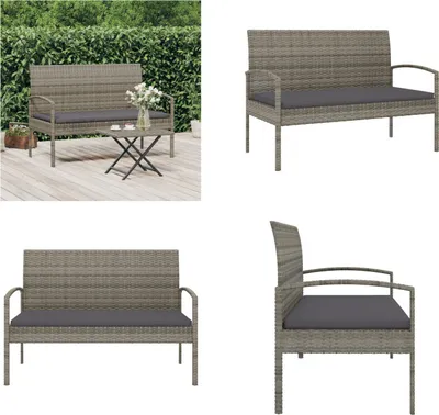 Image de vidaXL Banc de jardin avec coussin gris 105 cm Poly rotin - Banc de jardin - Bancs de jardin - Banc de jardin - Banc d'extérieur