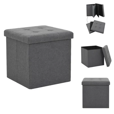 Produktbild von vidaXL Hocker mit Stauraum Dunkelgrau Leinenoptik - Klappstühle & Hocker