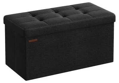 Obrázok produktu pre Úložný taburet s možnosťou sedenia – materiál: MDF a pena – rozmery: 38 x 76 x 38 cm – farba: čierna