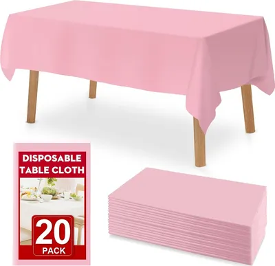 Produktbild von 20er-Pack rosa Plastik-Tischdecken, Einweg, 137,2 x 274,3 cm Plastik-Tischdecke für rechteckige Tische, Einweg-Tischdecke für Essen, Partys, Grillen, Hochzeit, Outdoor