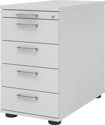 Produktbild von bümö office Standcontainer - mit 4 Schubladen - Griff: Chromgriff (Metall), Nachbildung: Grau