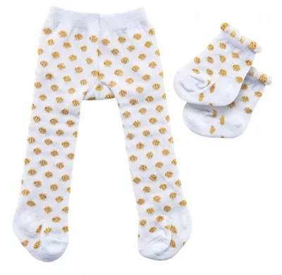 Productafbeelding van Panty's en sokken voor poppen, polyester, goud/wit, 28-35 cm