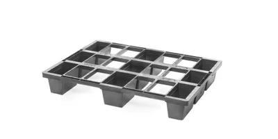 Produktbild von Kunststoffpalette Maße 600x800x120 mm 1/2 EURO anthrazit o.Antirutschkante kunststoff