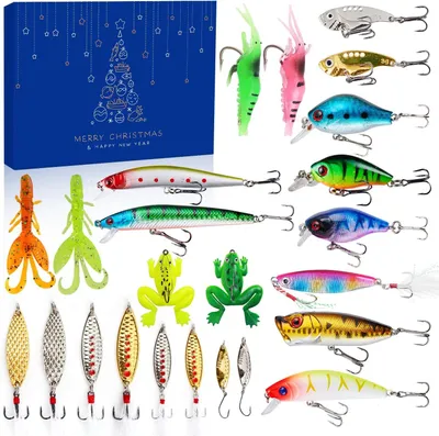 Produktbild von 2023 Adventskalender für Angler: 24-Tage-Überraschungsbox mit Angelködern für Herren, Teenager, Väter, Freunde und Großväter - Das ultimative Weihnachtsgeschenk für Angelliebhaber, A-02