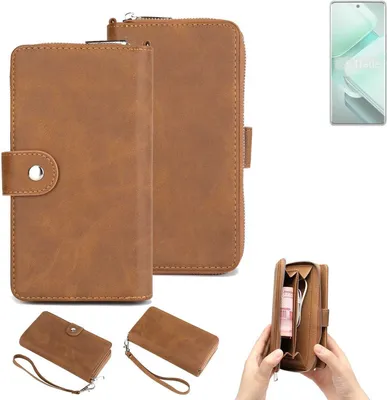 Produktbild von K-S-Trade Handyhülle Schutzhülle kompatibel mit Vivo V40e & Portemonnee Tasche Handytasche Case Etui Geldbörse Wallet braun (1x)