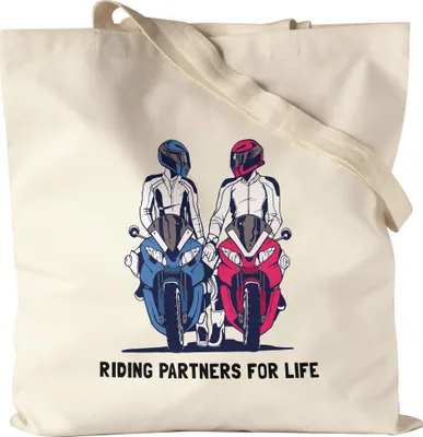 Produktbild von Riding Partners For Life Jutebeutel Stoffbeutel Motorrad Motiv Motorradfahrer Moped Motorradfahrerin Motorradtour Bike Pärchen