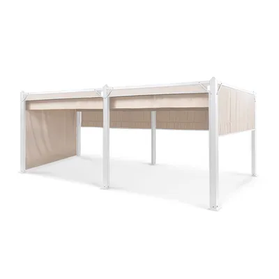 Produktbild von Blumfeldt Pavillon altánok 3x6 m, kovový altánok z nehrdzavejúcej ocele so sťahovacou strechou a bočnými stenami, vodotesný altánok, stabilný a odolný voči zime, odolná pergola voľne stojaca, záhradný altánok s UV ochranou