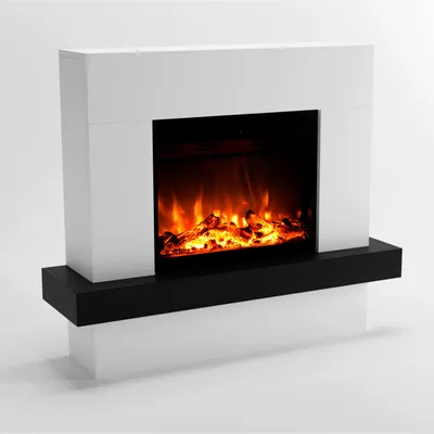 Imagen del producto de Chimenea eléctrica de pie, color blanco, con calefacción de 1500 vatios y diseño de imitación de madera