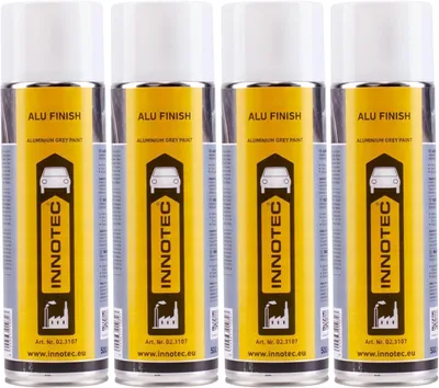 Immagine prodotto di 4 pezzi spray vernice effetto alluminio 500 ml – vernice grigio alluminio per metallo e plastica, asciugatura rapida, resistente ai raggi UV