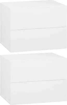 Produktbild von Wandmontierter Nachttisch 2er-Set - Schwebende Nachtkommode - 40x30x30 cm - 2 Schubladen - Massivholz - Grün