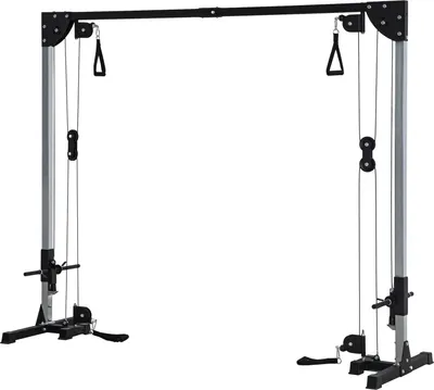 Zdjęcie produktu dla Domowa stacja zasilająca z linką, obciążenie do 50 kg na stronę, stacja z linką i uchwytami, wolnostojąca wieża kablowa, wieża kablowa do ćwiczeń w domowej siłowni 245 x 207 cm |