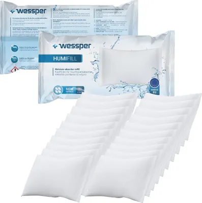 Produktbild von 20x Wessper HumiFill Kazeta pohlcovače vlhkosti 250g - pohlcovač vlhkosti, Granulat verhindert die Bildung von Schimmel, Pilzen, unangenehmen Gerüchen, Stockflecken, Raumluftentfeuchter